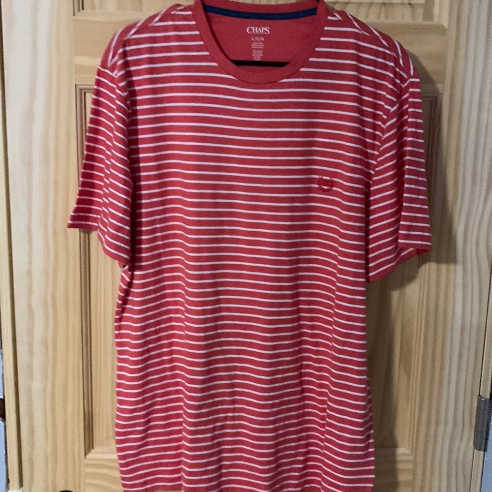 Retro Y2K Chaps Red Striped Polo Shirt Size Large